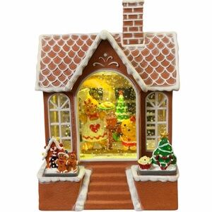 Lighted Gingerbread House Glitter Water Lantern Christmas Decor NWT